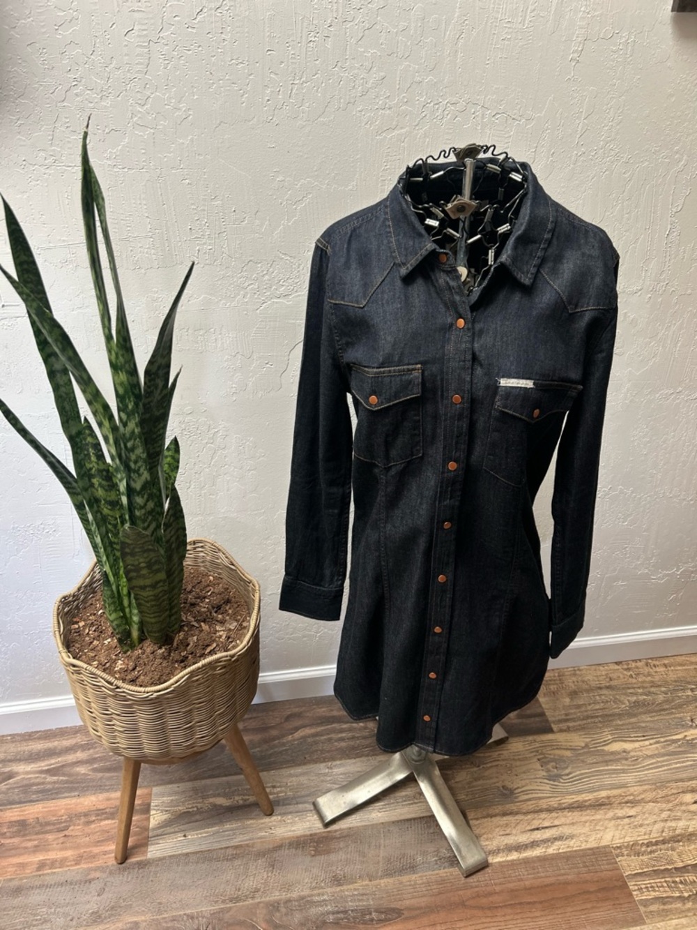 Calvin Klein Dark Indigo Denim Shirt Dress